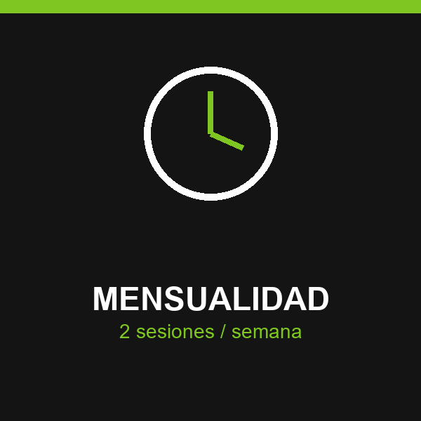 Mensualidad academia — 2 sesiones por semana (8 clases/mes)